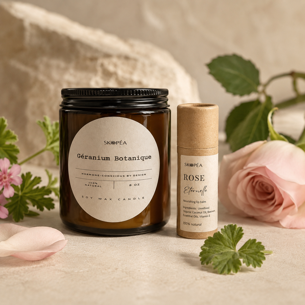 Le Duo Botanique - Candle & Lip Balm Gift Set